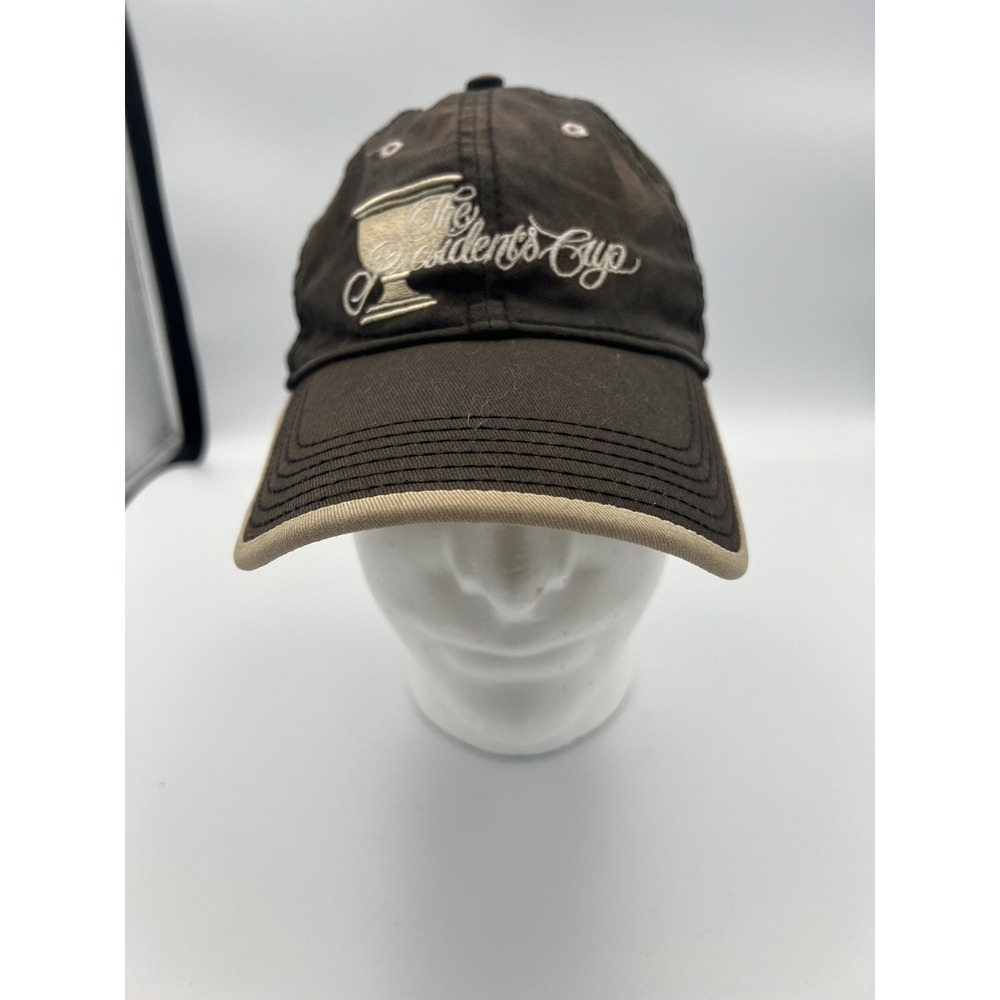 VTG Presidents Cup Golf Hat Partners Club Embroidered Adjustable Cap Brown/Beige